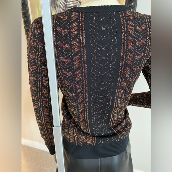 Rag & Bone Pullover Sweater Black Gold Pattern Long Sleeve Size Small - Picture 5 of 7